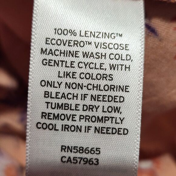 Abound Dress XL Orange Floral VNeck Back Zip Knee Length Short Sleeve - Picture 10 of 10